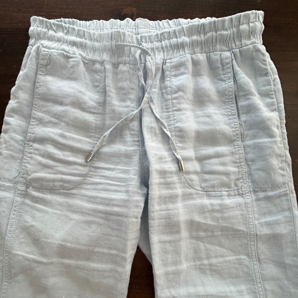 Dolcezza‎ 100% Linen Drawstring Waist Pants Lightweight Casual Blue Size Small - Picture 2 of 6